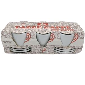 Nuova Pointe Tazze Caffe White Espresso Demitasse 6 Pc Cups Saucers ITALY